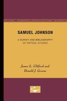 Samuel Johnson : a survey and bibliography of critical studies /