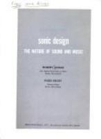 Sonic design : the nature of sound and music /