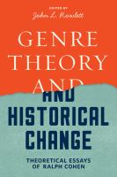 Genre theory and historical change : theoretical essays of Ralph Cohen /