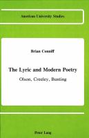 The lyric and modern poetry : Olson, Creeley, Bunting /