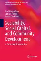 Sociability, Social Capital, and Community Development A Public Health Perspective /