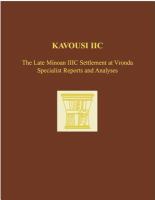 Kavousi IIC : the late Minoan IIIC settlement at Vronda : specialist reports and analyses /