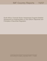 South Africa : Financial Sector Assessment Program-Detailed Assessment of Implementation on the IOSCO Objectives and Principles of Securities Regulation-Technical Note.
