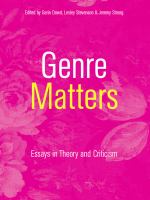 Genre Matters : Essays in Theory and Criticism.