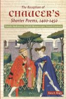 The reception of Chaucer's shorter poems, 1400-1450 : female audiences, English manuscripts, French contexts /