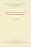 Don Quijote (1894-1970) : a selective annotated bibliography.