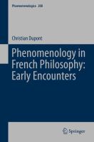 Phenomenology in French Philosophy: Early Encounters