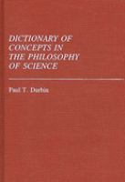 Dictionary of concepts in the philosophy of science /