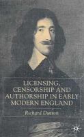 Licensing, censorship, and authorship in early modern England : buggeswords /