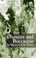 Chaucer and Boccaccio : antiquity and modernity /