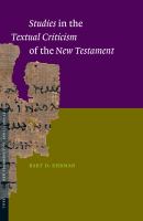 Studies in the Textual Criticism of the New Testament.