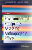 Environmental Footprints Assessing Anthropogenic Effects /