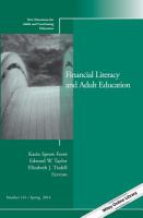 Financial Literacy and Adult Education : New Directions for Adult and Continuing Education, Number 141.