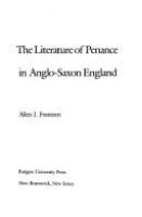 The literature of penance in Anglo-Saxon England /