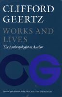 Works and lives : the anthropologist as author /