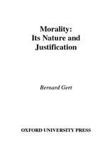 Morality its nature and justification /