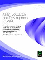 Asian donors and changing landscape of International Educational Cooperation : Exploring Uniqueness and Diversity.