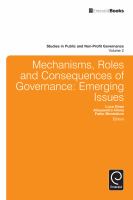 Mechanisms, Roles and Consequences of Governance : Emerging Issues.