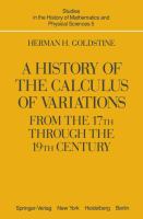 A history of the calculus of variations from the 17th through the 19th century /