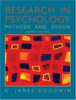 Research in psychology : methods and design /