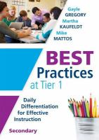 Best Practices at Tier 1 [Secondary] : Daily Differentiation for Effective Instruction, Secondary.