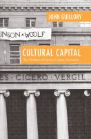 Cultural capital the problem of literary canon formation /