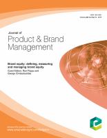 Brand equity : defining, measuring and managing brand equity.