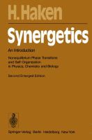 Synergetics An Introduction Nonequilibrium Phase Transitions and Self-Organization in Physics, Chemistry and Biology /