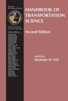 Handbook of Transportation Science.