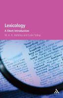 Lexicology : A Short Introduction.