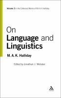 On Language and Linguistics : Volume 3.
