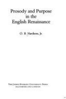 Prosody and purpose in the English renaissance /