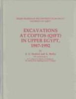 Excavations at Coptos (Qift) in Upper Egypt, 1987-1992 /