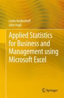 Applied Statistics for Business and Management using Microsoft Excel