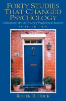 Forty studies that changed psychology : explorations into the history of psychological research /