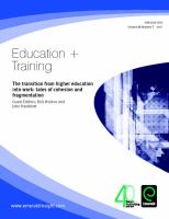 Transition from Higher Education into Work - Tales of Cohesion and Fragmentation : Tales of Cohesion and Fragmentation.