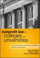 Nonprofit law for colleges and universities essential questions and answers for officers, directors, and advisors /