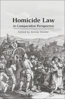 Homicide Law in Comparative Perspective.