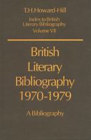 British literary bibliography, 1970-1979: a bibliography /