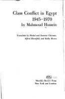 Class conflict in Egypt, 1945-1970. /