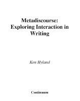 Metadiscourse exploring interaction in writing /