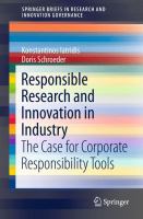 Responsible Research and Innovation in Industry The Case for Corporate Responsibility Tools /