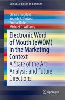 Electronic Word of Mouth (eWOM) in the Marketing Context A State of the Art Analysis and Future Directions /