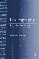 Lexicography an introduction /