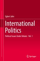 International Politics Political Issues Under Debate - Vol. 1 /