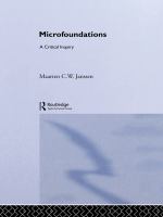 Microfoundations a critical inquiry /