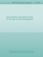 Asset Bubbles : Re-thinking Policy for the Age of Asset Management.