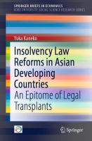 Insolvency law reforms in Asian developing countries an epitome of legal transplants /