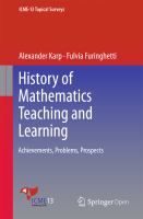 History of Mathematics Teaching and Learning Achievements, Problems, Prospects /