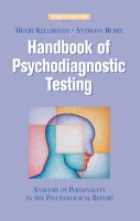 Handbook of psychodiagnostic testing analysis of personality in the psychological report /